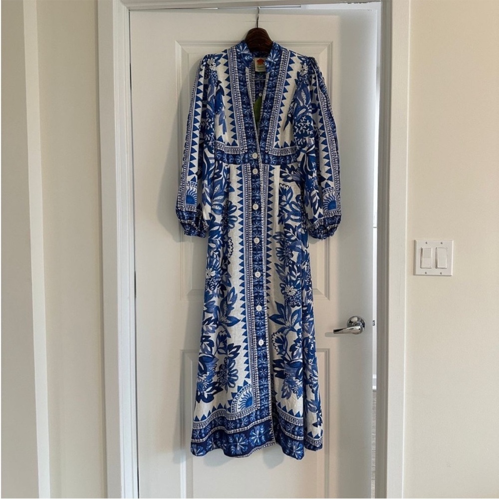 FARM Rio Blue and White Floral Maxi Dress - Picture 3 of 5